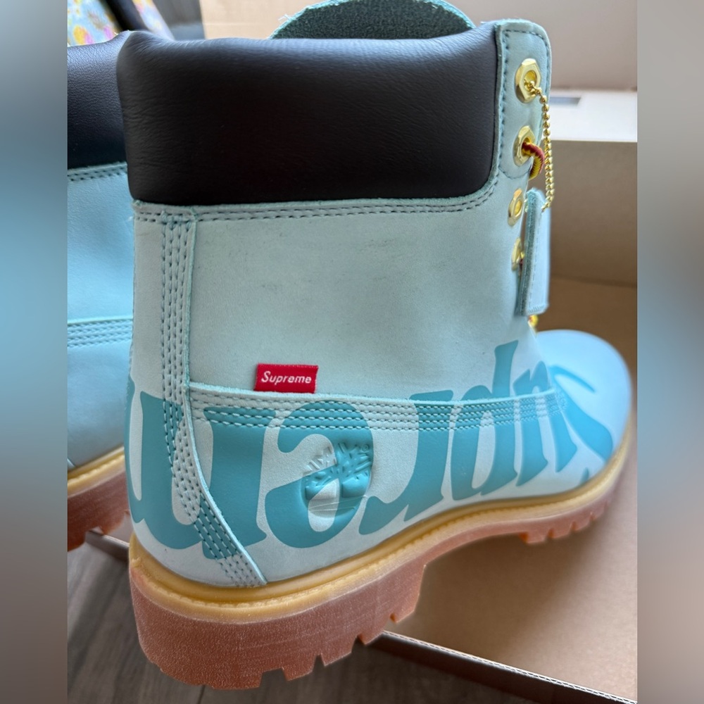 NEW 6M Supreme X Timberland Premium Turquoise ICE BLUE Waterproof Nubuck Boots